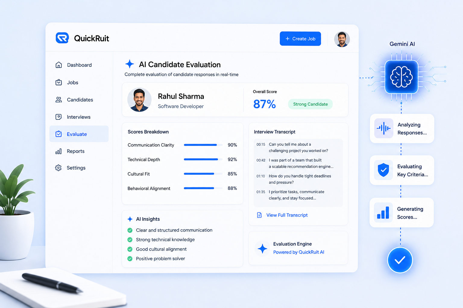 Candidates get evaluated by Ryan, your AI recruiter